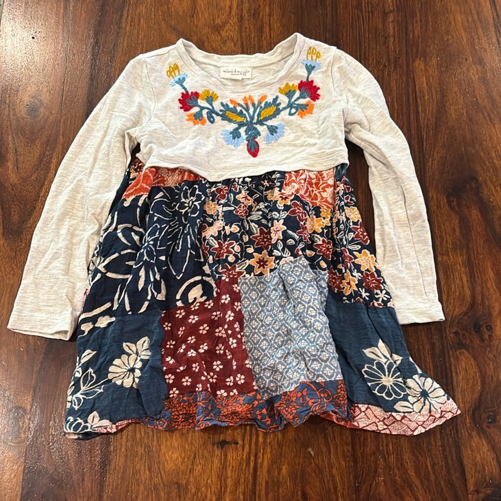 Mimi & Maggie Blue Flower Size 5 Patchwork Dress
